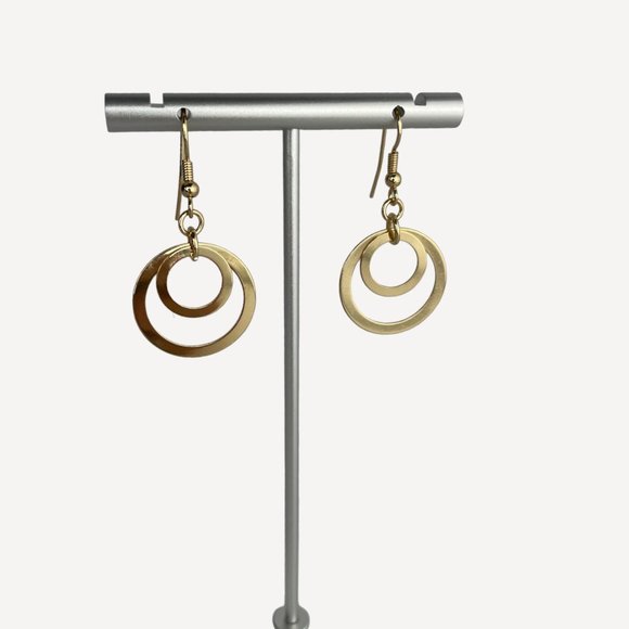 Necklace and Earring Set, Gold Tone, Bib Style, Circles, 16"-18" - Picture 9 of 9